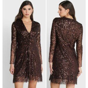 French Connection Emille Sparkle Long Sleeve Sequin Sheath Mini Dress Size 0